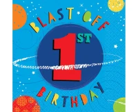 Paper napkins Blast Off 1st Birthday, size 33 x 33 cm, 16 pcs EOL