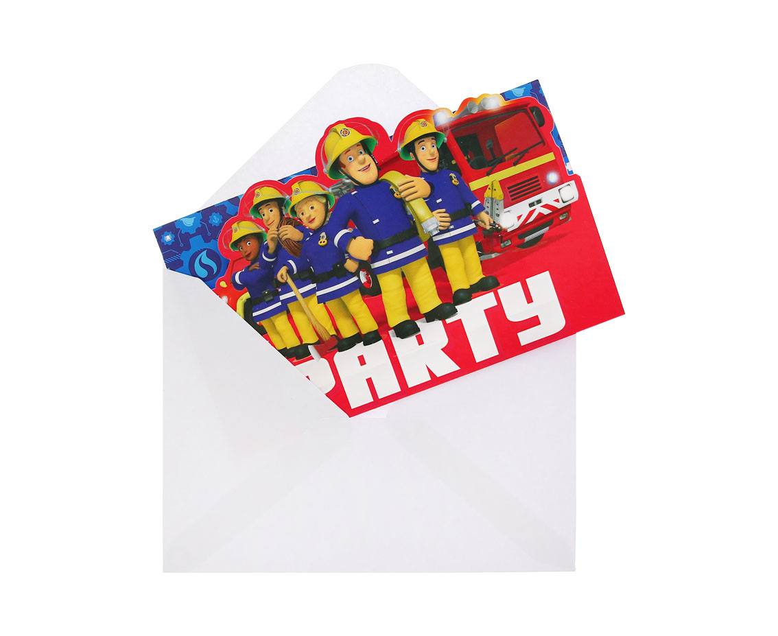Invitations with envelopes Fireman Sam / 8 pcs EOL