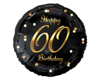 Foil balloon B&C Happy Birthday, black, gold printing, 18"