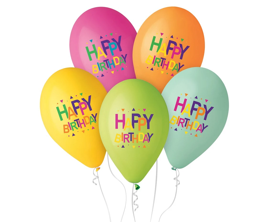 Happy Birthday balloons (Stars), 12", 5 pcs
