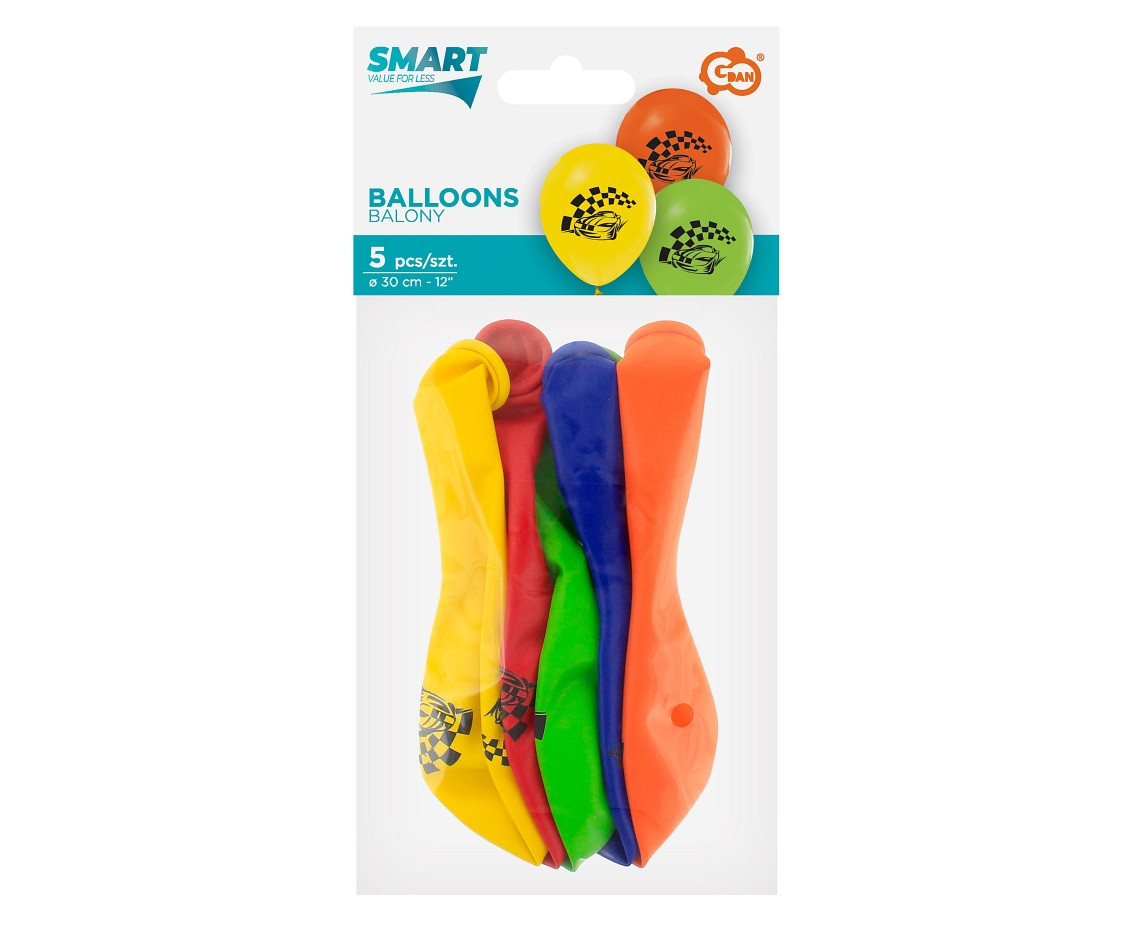 Racing Car balloons, 12", 5 pcs EOL