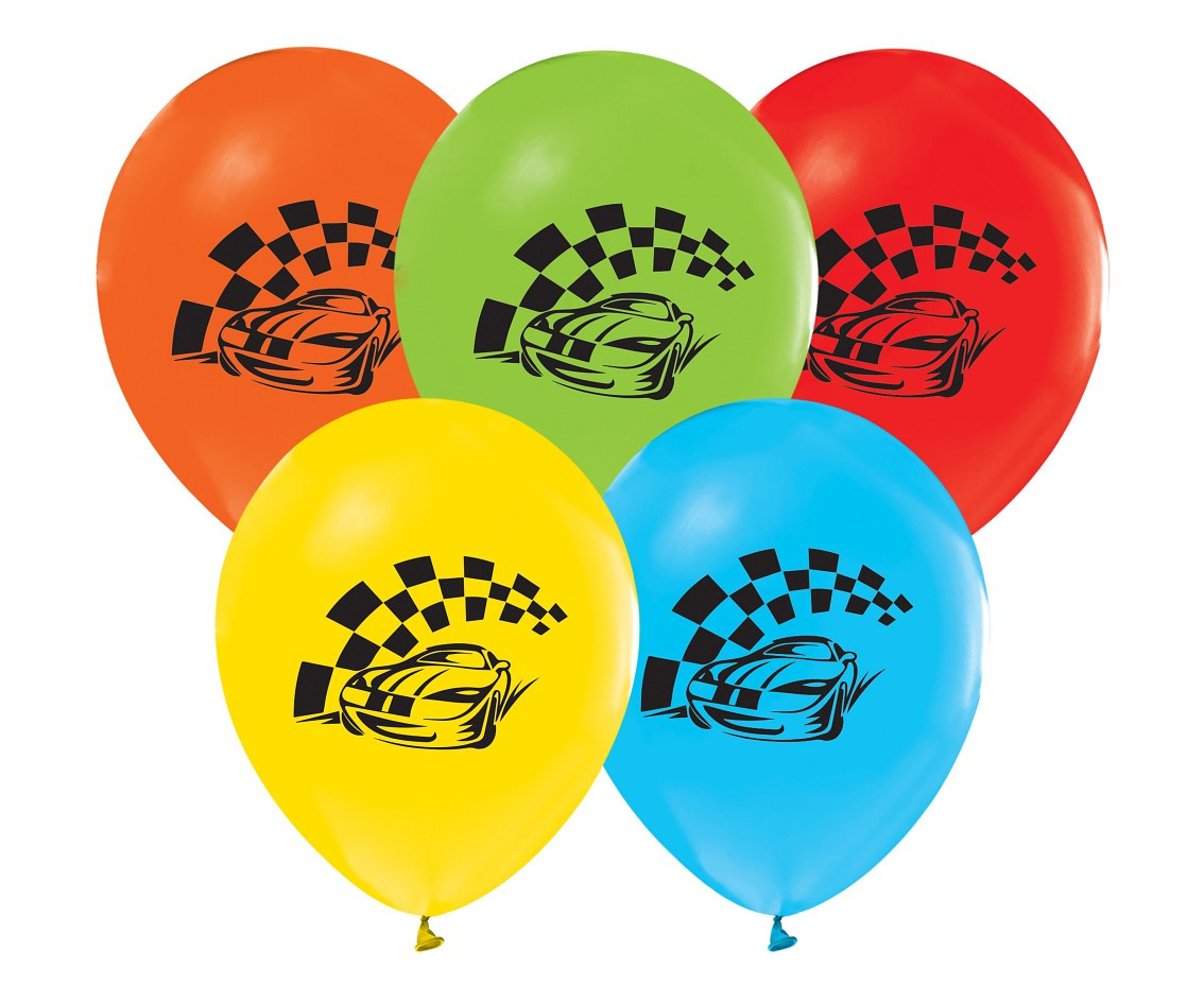 Racing Car balloons, 12", 5 pcs EOL