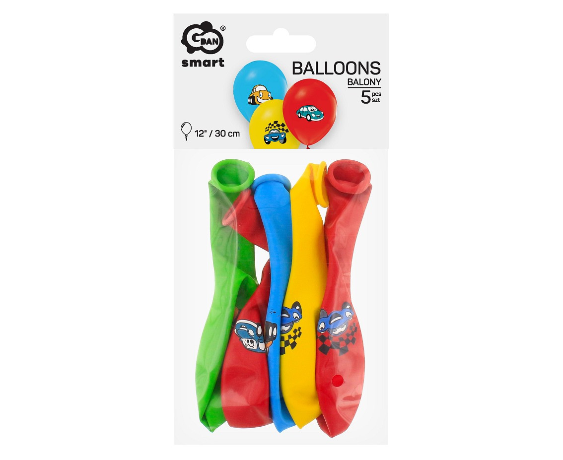 Cartoon Car balloons, 12", 5 pcs