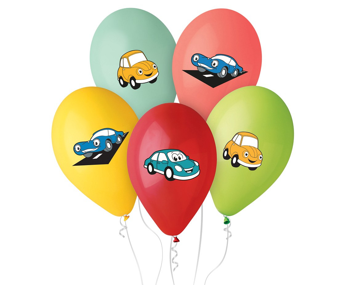 Cartoon Car balloons, 12", 5 pcs
