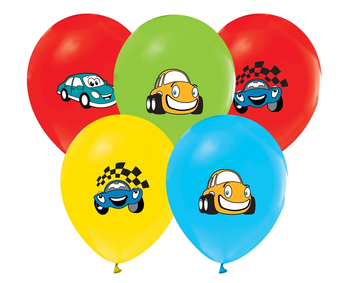 Cartoon Car balloons, 12", 5 pcs