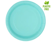 Paper plates, light blue, 23 cm, 8 pcs (plastic-free)