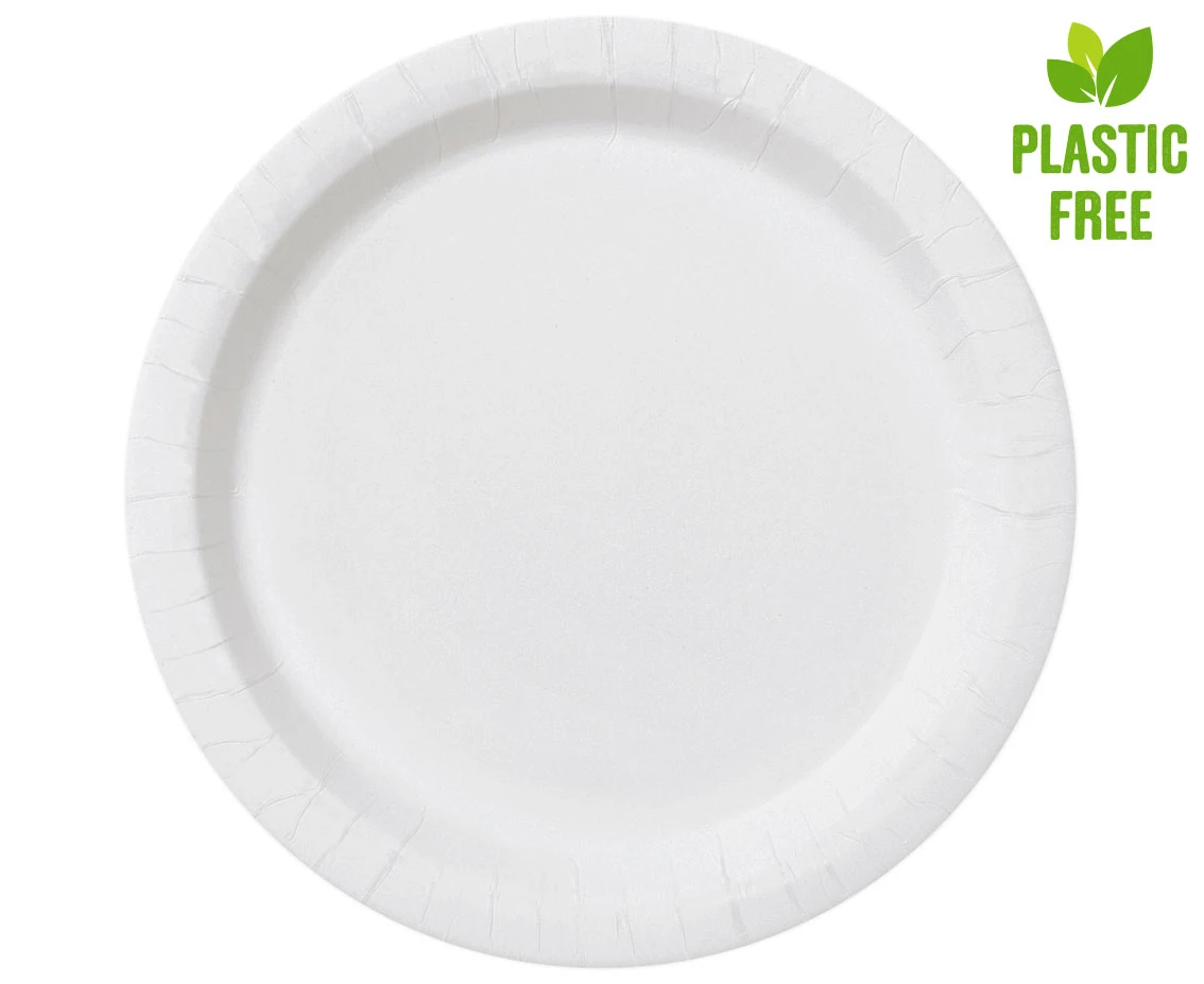 Paper plates, white, size 23 cm, 8 pcs (plastic-free)