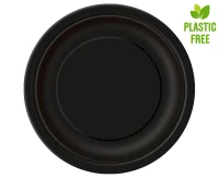 Paper plates, black, size 23 cm, 8 pcs (plastic-free)
