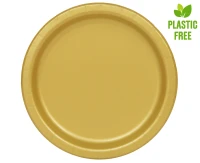Paper plates, gold, 23 cm, 16 pcs (plastic-free)