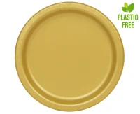 Paper plates, gold, 23 cm, 8 pcs (plastic-free)