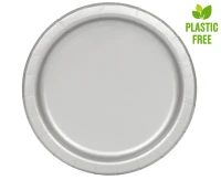Paper plates, silver, 23 cm, 16 pcs (plastic-free)