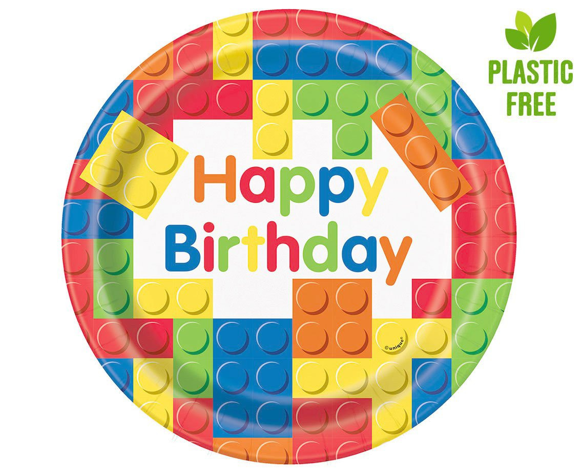 Paper plates Building Blocks, 23 cm, 8 pcs (plastic-free)