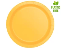 Paper plates, yellow, 23 cm, 8 pcs (plastic-free) EOL