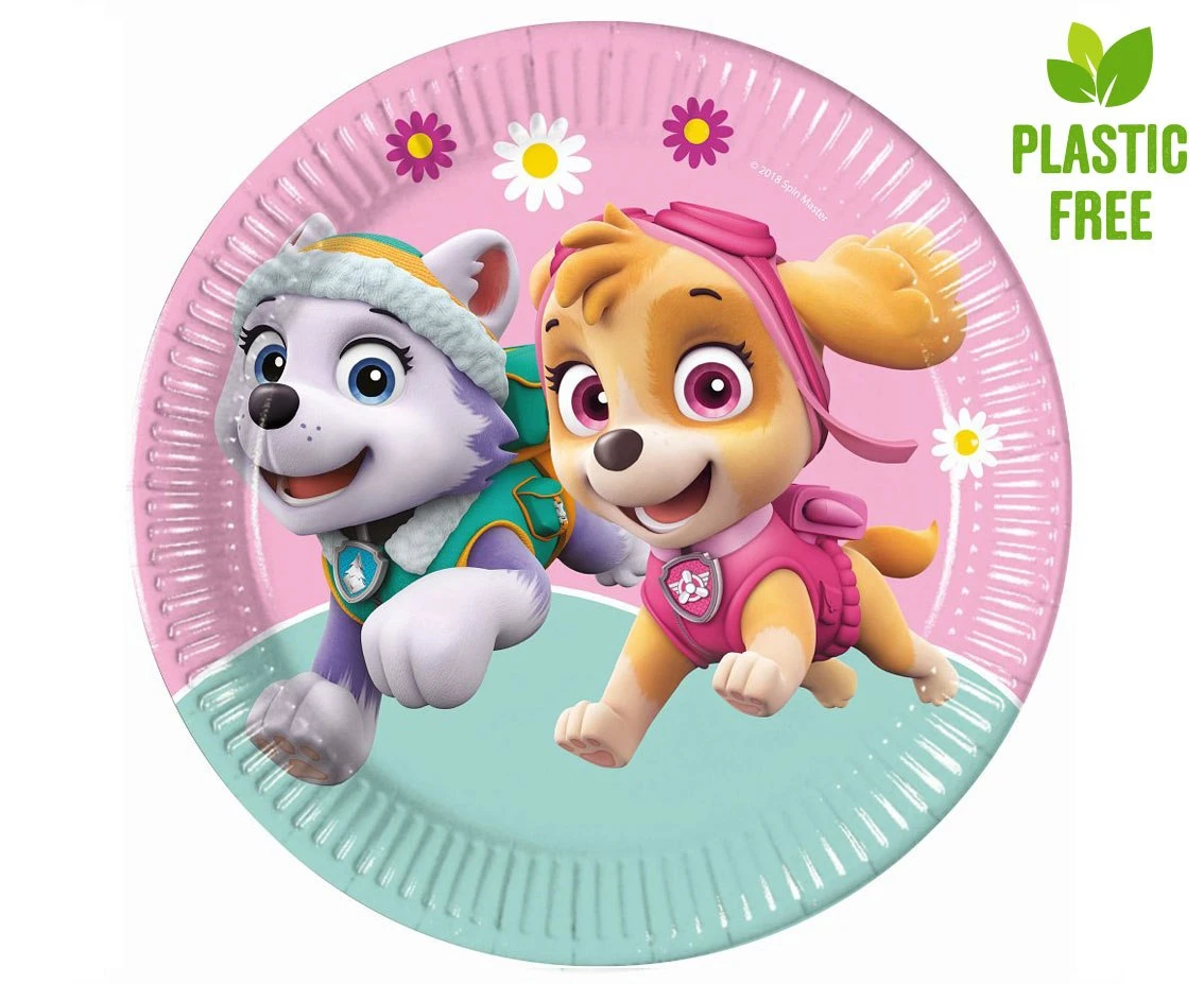 Paper plates Paw Patrol Skye & Everest (Nickelodeon), next generation, 23cm, 8 pcs (plastic-free)
