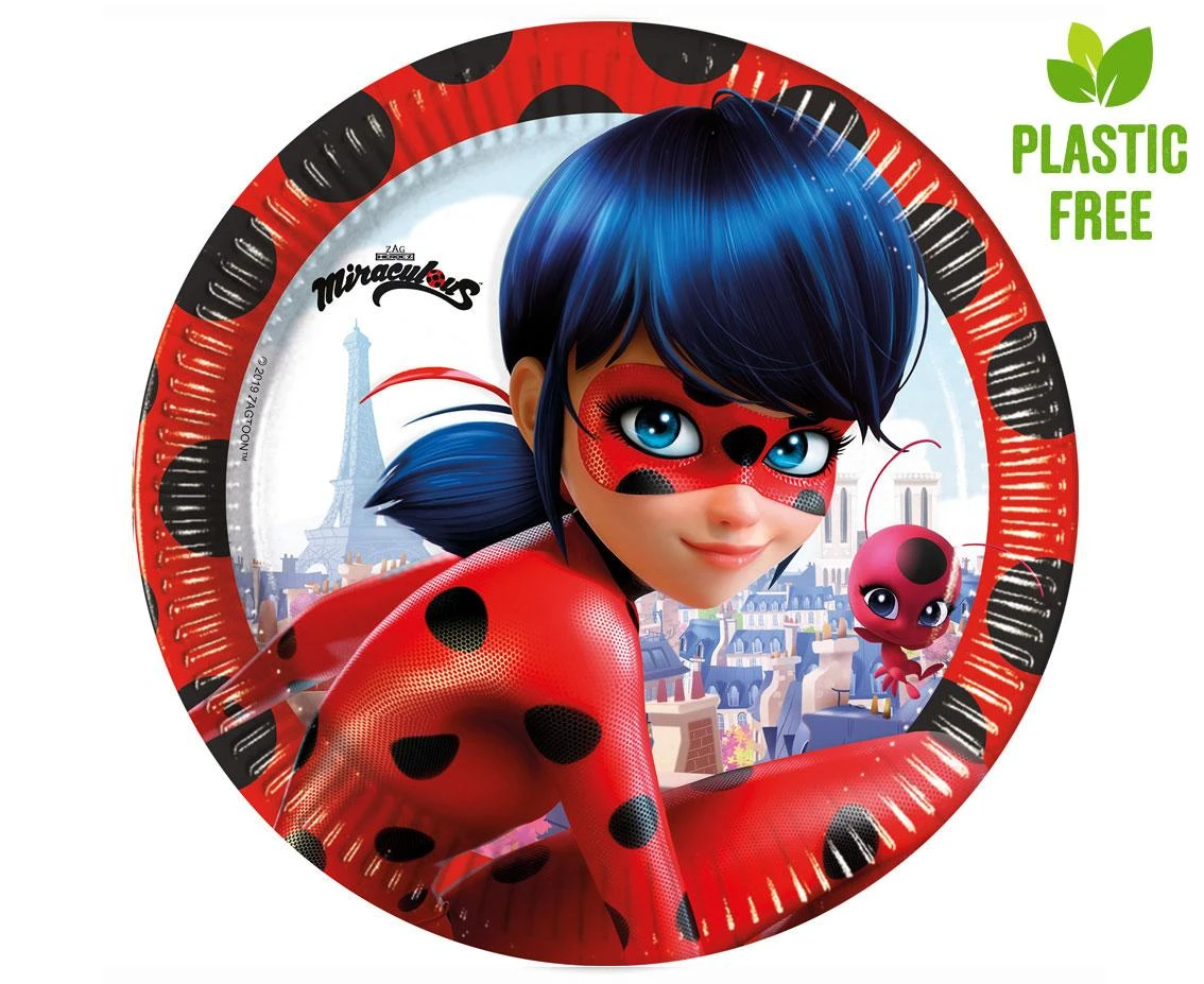 Paper plates Miraculous Ladybug (ZAG), next generation, 23cm, 8 pcs (plastic-free)