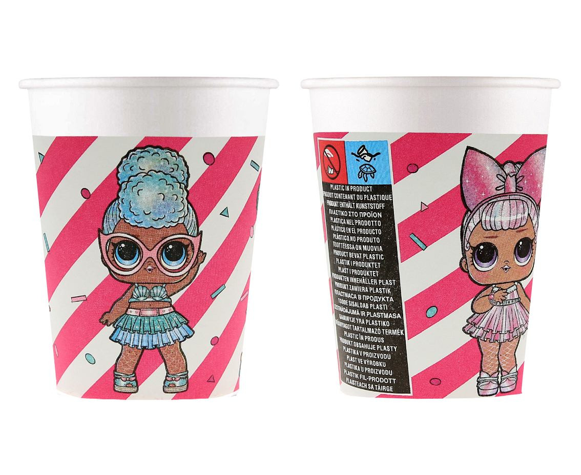 Paper cups (WM), LOL Glitterati (MGA), 200ml, 8 pcs ( SUP label)