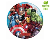 Paper plates Mighty Avengers (Marvel), 20cm, 8 pcs (plastic-free) EOL