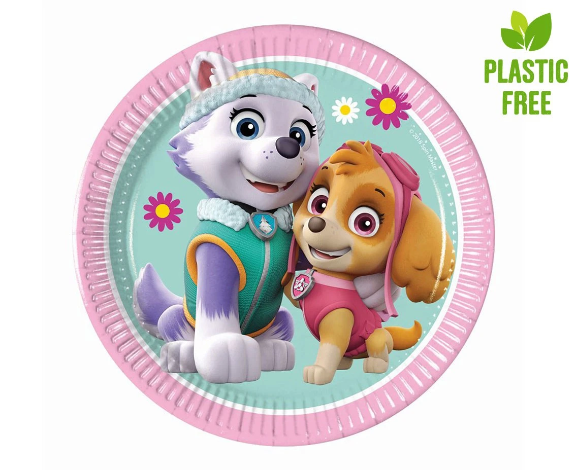 Paper plates Paw Patrol Skye & Everest (Nickelodeon), 20cm, 8 pcs (plastic-free)