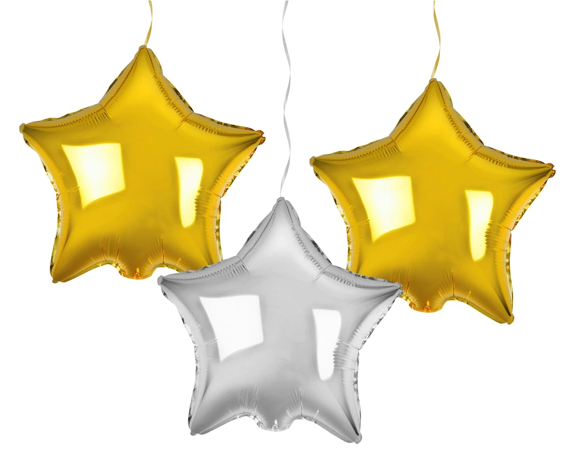 Foil balloon B&C Stars, gold and silver 19" , 3 pcs