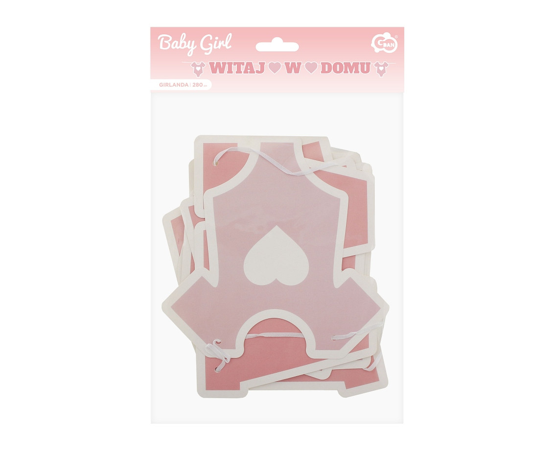 Paper garland B&G Witaj w Domu, pink, 280 cm