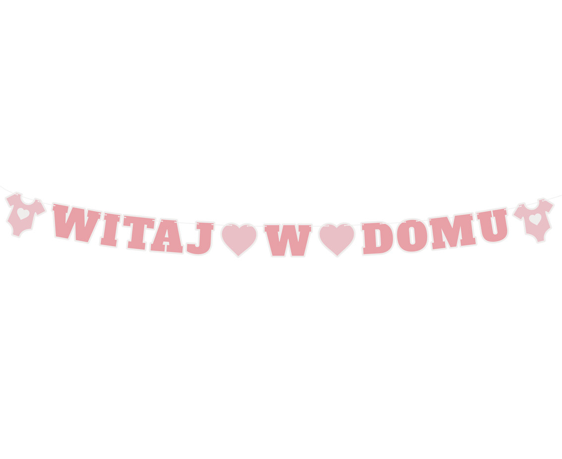 Paper garland B&G Witaj w Domu, pink, 280 cm