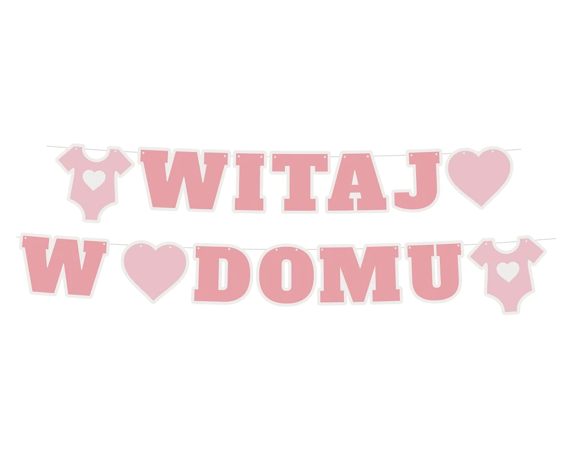 Paper garland B&G Witaj w Domu, pink, 280 cm