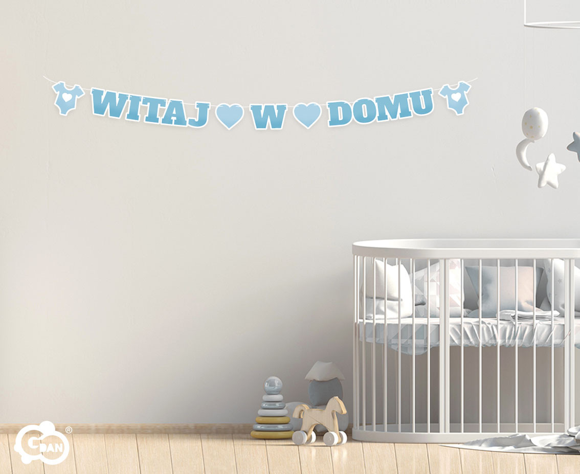 Paper garland B&G Witaj w Domu, blue, 280 cm