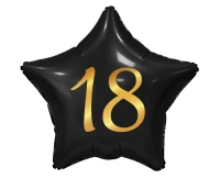 Foil balloon 18, Star, black, gold printing, 19"