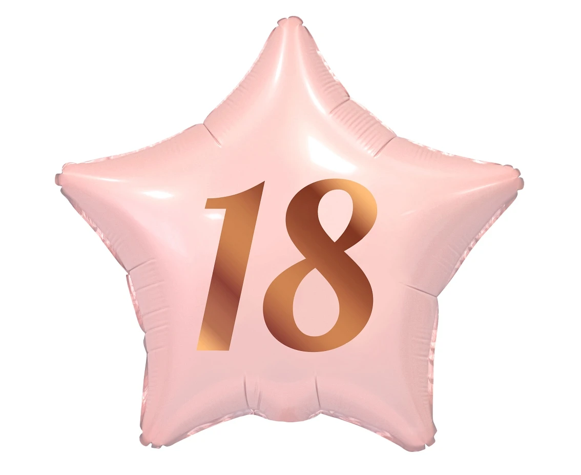 Foil balloon 18, Star, pink, rose-gold printing, 19"