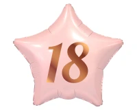 Foil balloon 18, Star, pink, rose-gold printing, 19"