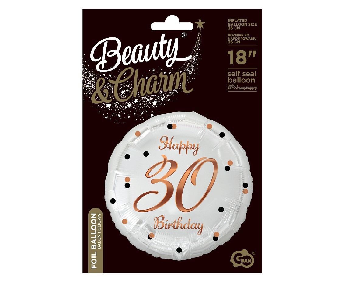 Foil balloon B&C Happy 30 Birthday, rose-gold printing, 18"