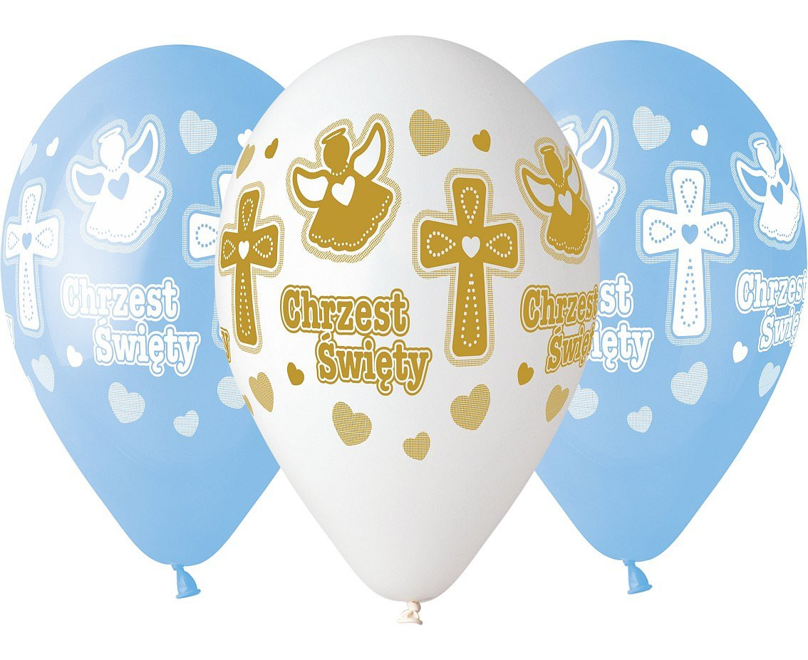 Balloons Gemar 13", pastel premium helium christening boy, 25pcs EOL