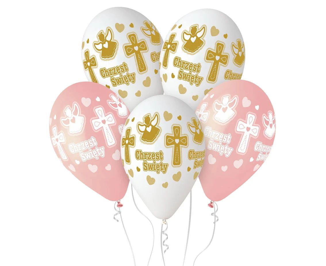 Balloons Gemar 13", pastel premium helium christening girl, 25pcs EOL