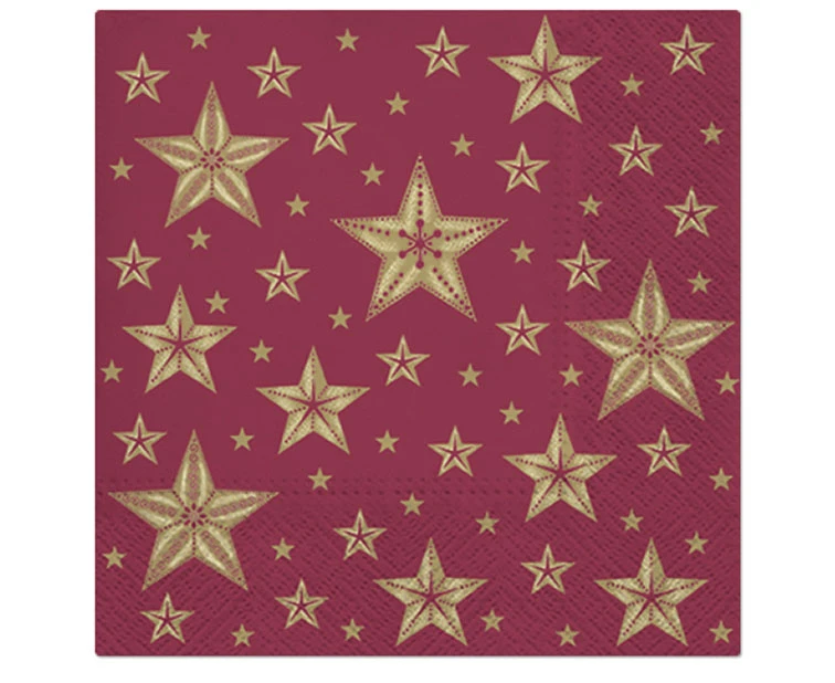 PAW Paper napkins Beautiful Stars, dark red, 33 x 33 cm, 20 pcs