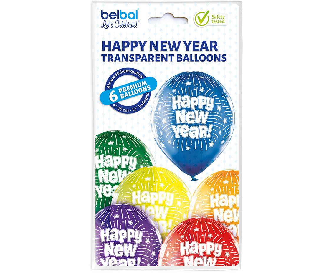 Balloons Belbal 12", D11, happy new year mix, 6pcs