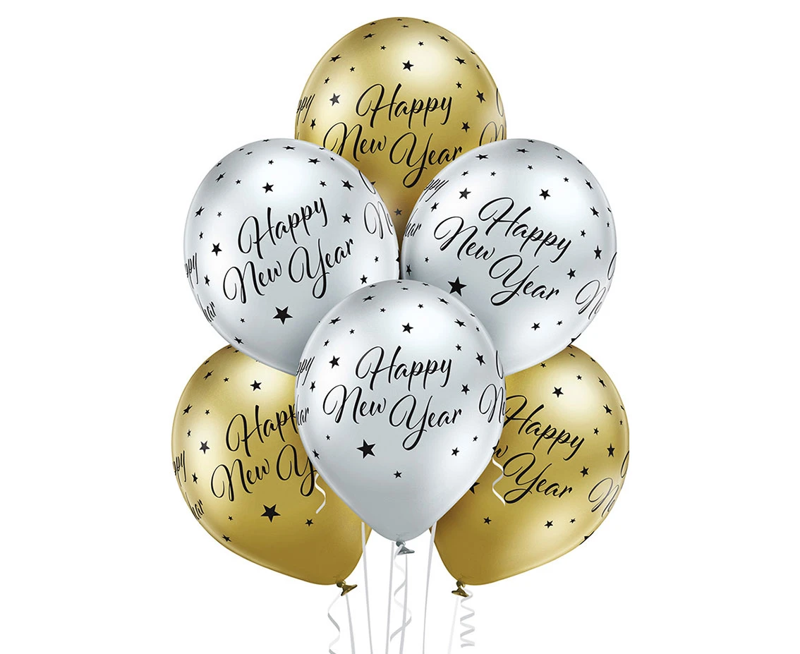 Balloons Belbal 12", D11, happy new year glossy, 6pcs