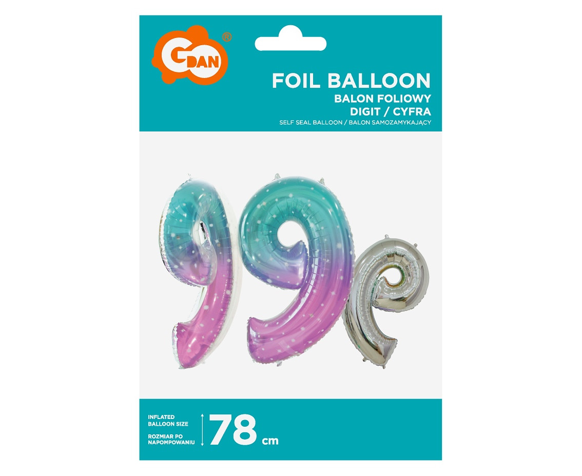 Foil balloon digit 9, Space, 78 cm EOL