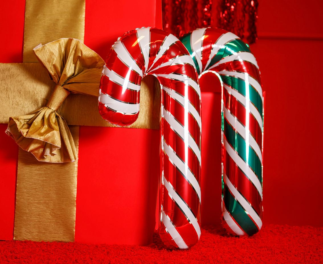 Foil balloon 24" FX - Christmas lollipop, red and green,  unpacked (flat)