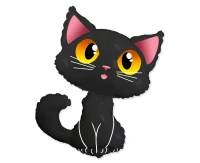 Foil balloon 24" FX - Black cat, unpacked (flat)