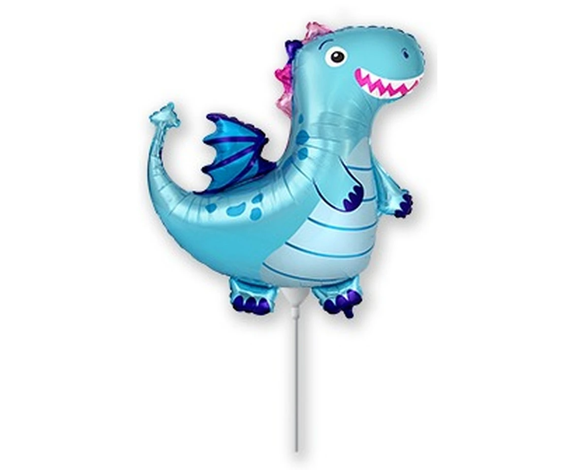 Foil balloon 14" FX - Blue dragon,  unpacked (flat)