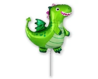 Foil balloon 14" FX - Green dragon,  unpacked (flat)