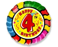 Foil balloon 18" FX Happy Birthday 4, packed