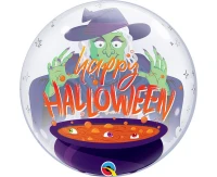 Foil balloon 22" QL Single Bubble Happy Halloween EOL
