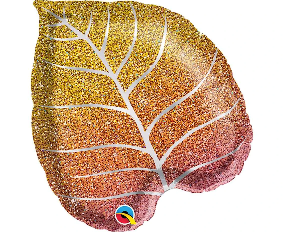 Foil balloon 21" QL Autumn Leaf, with glitter EOL