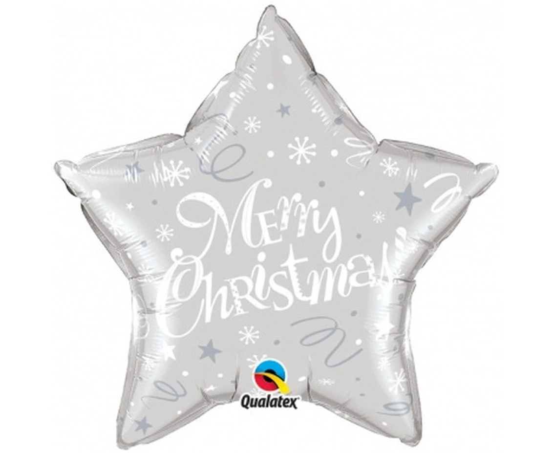 Foil balloon Merry Christmas, silver 20", QL SHP EOL
