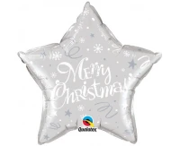 Foil balloon Merry Christmas, silver 20", QL SHP EOL