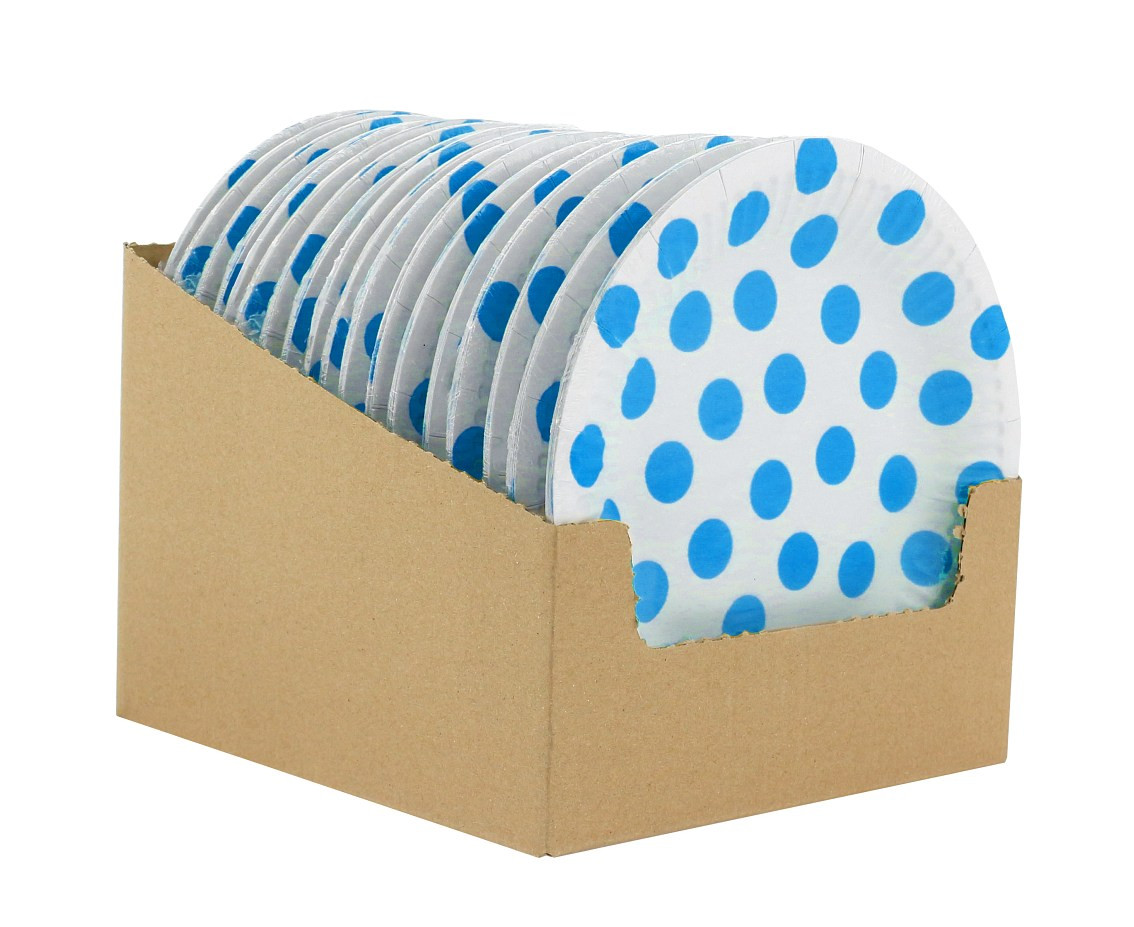 Paper plates Polka Dots, sky blue, 18 cm, 6 pcs