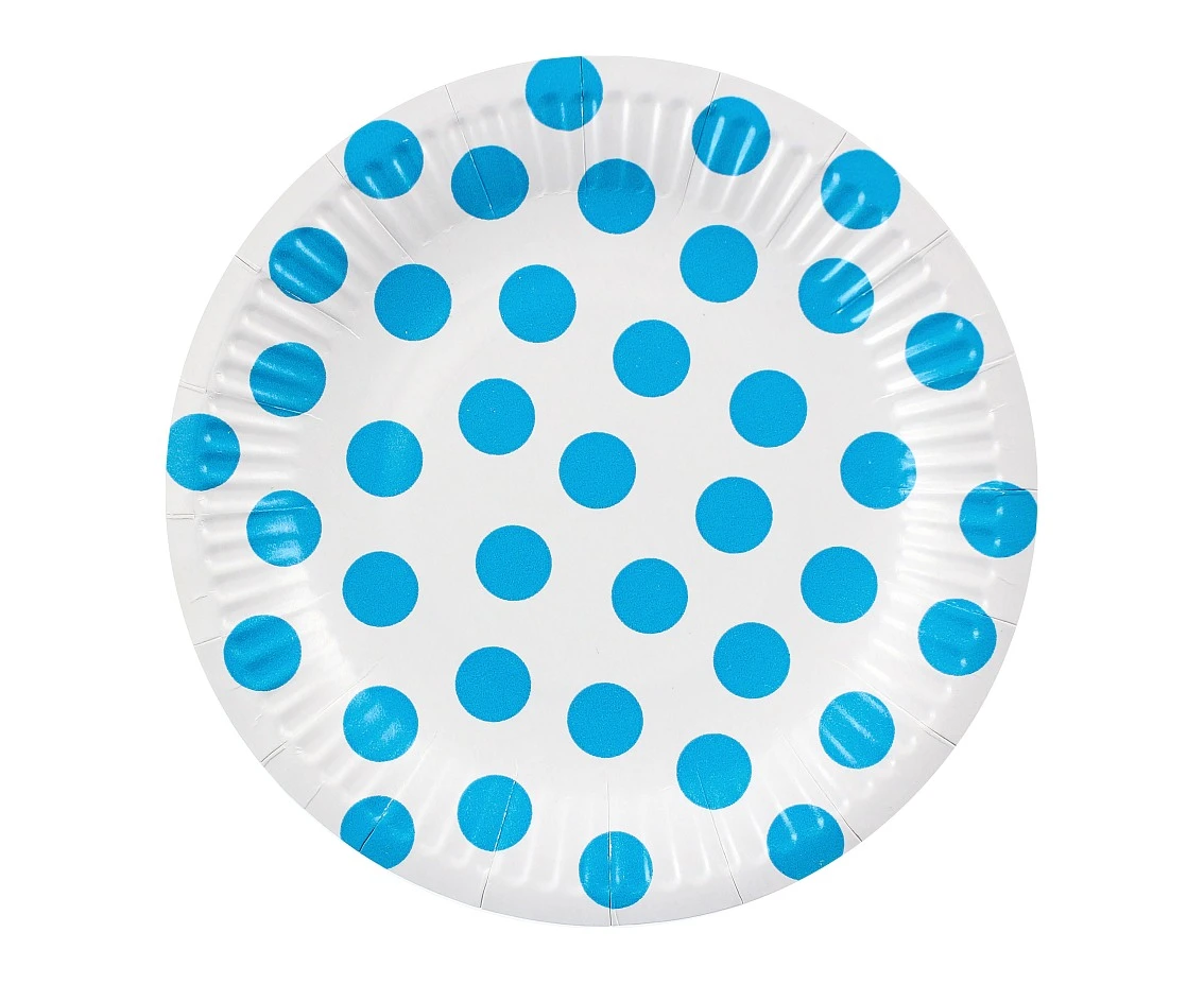 Paper plates Polka Dots, sky blue, 18 cm, 6 pcs