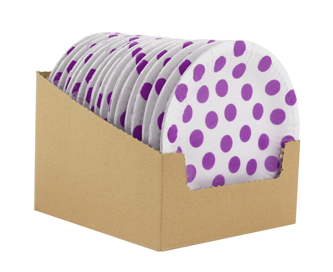 Paper plates Polka Dots, lavender, 18 cm, 6 pcs