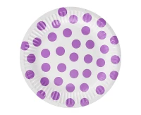 Paper plates Polka Dots, lavender, 18 cm, 6 pcs